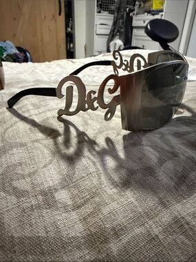 D&G Silver Shield Sunglasses with Dark Gray Lenses